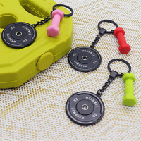 Mini haltère personnalisé designer affaires enduit haltère caoutchouc béton poids plaque vie fitness haltère ensemble porte-clés