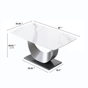 <span class=keywords><strong>Table</strong></span> de salle à manger de luxe moderne avec base en forme de lune en acier inoxydable et panneau en marbre pour meubles de maison Voxhome - Product Image 5