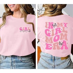 FOXA Women's T-Shirt In My Girl Mom Era Graphic Print Casual <b>Top</b> 100% Cotton Jersey Breathable Regular Sleeve - Product Image 5