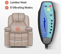 Fauteuil inclinable électrique Runwood gris en similicuir moyen 7040 pour personnes âgées, 3 positions, avec massage, chaleur et 2 poches latérales