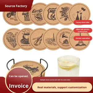 Posavasos de Madera Aislante Ecológico Personalizado para Coche, Tapete Moderno Redondo Antideslizante y Antiescaldante para Café y Té - Product Image 2