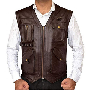 Men's <b>Black</b> Leather Sleeveless <b>Vest</b> Stand Collar Zipper Closure Breathable Eco-Friendly Anti-UV Summer Regular Fit Outerwear - Product Image 6