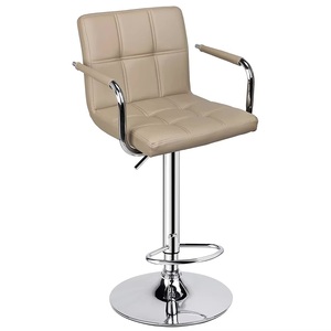 Juego de <span class=keywords><strong>2</strong></span> Taburetes de Bar de Lujo con Altura Regulable, Sillas Giratorias para Barra de Cocina con Reposabrazos y Reposapiés - Product Image 4