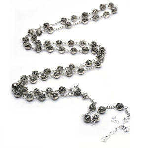 Collar de Rosario Vintage con Cuentas de 8mm, Estilo Punk, Plata Tibetana, Unisex, Diseño Coreano - Product Image 3