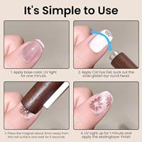 Stylo aimanté pour ongles en bois 3 en 1, outil de manucure magnétique 3D multifonctionnel pour le nail art