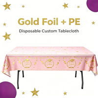 Nappe jetable personnalisée rose doré à paillettes, imperméable, rectangulaire en PE, pour fête de remise de diplôme ou anniversaire de filles