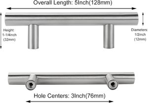 SSR Furniture Stainless Steel T-Bar Cabinet Door Handle <b>Adjustable</b> Pulls <b>Knobs</b> for Kitchen Bedroom Drawers Dressers Outdoor Use - Product Image 2