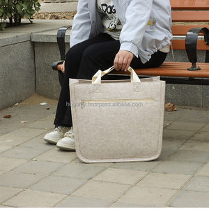 Sacs à main au design classique, grande capacité, poignée en ruban, formes décoratives en feutre PET, sac de shopping unisexe, pochette en feutre avec fermeture éclair - Product Image 6