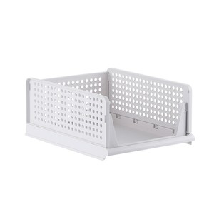 5 Pack pieghevole organizer per armadio scatola di immagazzinaggio impilabile in plastica cestino portaoggetti ripiano vassoio <span class=keywords><strong>contenitore</strong></span> per armadio bianco - Product Image 5