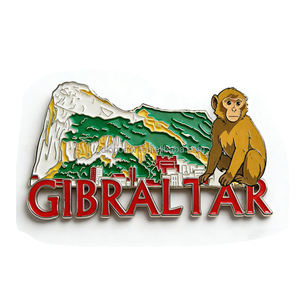 Imán de nevera metálico con mapa de <span class=keywords><strong>Gibraltar</strong></span>, recuerdo, diseño de mono, esmaltado - Product Image 1