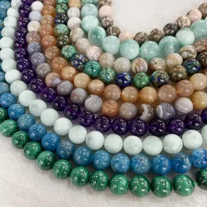 Perles rondes en pierre de chrysocolle semi-précieuse perles en vrac perles en pierre naturelle pour la fabrication de bijoux