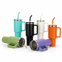 Gobelet isotherme en acier inoxydable de 40 oz (1080 ml) avec logo personnalisé, poignée et paille, anti-fuite, pour voyage, cadeau d'entreprise