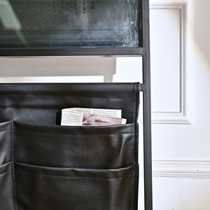 Espejo de Pared Rectangular con Marco de Hierro Negro y Porta Revistas, Decoración Rústica para el Hogar - Product Image 6