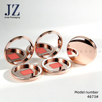 Boîtier rond vide Jinze de luxe en or rose pour fard à paupières, emballage cosmétique, étui compact pour blush et poudre avec miroir