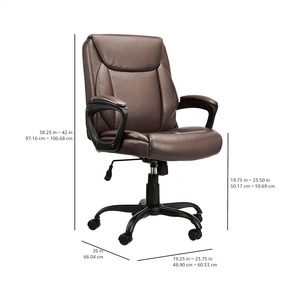 <span class=keywords><strong>Silla</strong></span> de <span class=keywords><strong>escritorio</strong></span> de trabajo para ordenador de oficina básica de piel sintética blanca elegante certificada por BIFMA con reposabrazos acolchados - Product Image 5