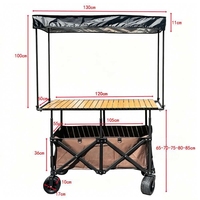 Chariot de vente manuel à pousser et tirer, en polyester 600D, avec roues en PVC, hauteur de table réglable, léger, pour le shopping en extérieur