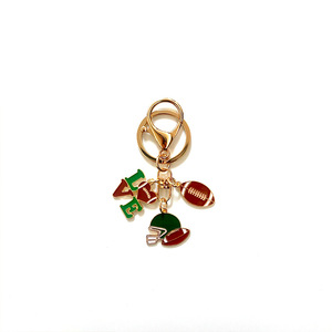 Porte-clés tendance en métal émaillé, casque de football américain, breloques lettre LOVE, thème sportif, pendentif de sac, souvenir pour fan - Product Image 6