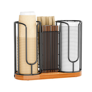 Portabicchieri da Tavolo in Ferro e Legno, Stile Giapponese, Senza Foratura, per Cucina e Bar - Product Image 5