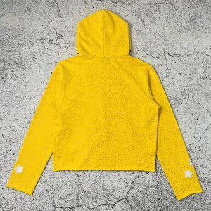 Sudadera con Capucha para Hombre, Estilo Retro Urbano, Lavado Ácido, Desgastada, con Apliques Bordados y Pedrería, Cierre Completo, Algodón, Personalizable, Fabricante de Ropa - Product Image 2