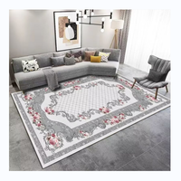 Tapis Turc Géométrique Doux et Tufté Rose Or 0099, Modèle Vintage Palais Royal, Tissé Plat, pour Salon