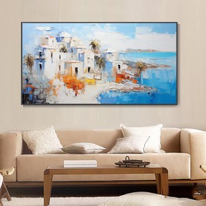 SQ <span class=keywords><strong>mer</strong></span> peinture à l'huile <span class=keywords><strong>paysage</strong></span> méditerranéen humeur Architecture Unique <span class=keywords><strong>paysage</strong></span> naturel peinture été île plage peinture à la main - Product Image 5