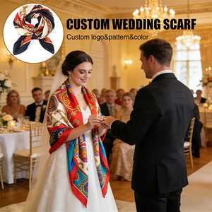 وشاح مربع مطبوع رقمياً 100% بوليستر، إكسسوار لحفلات الزفاف، علامة تجارية مخصصة، صندوق هدايا، أوشحة بالجملة - Product Image 1