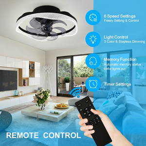 พัดลมเพดาน LED ราคาประหยัด พร้อมมอเตอร์ DC และรีโมทคอนโทรล สำหรับใช้ในบ้าน ปรับความเร็วได้หลายระดับ - Product Image 1