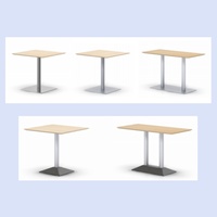Table de réunion moderne avec structure en métal et plateau en bois pour bureau à domicile, table carrée