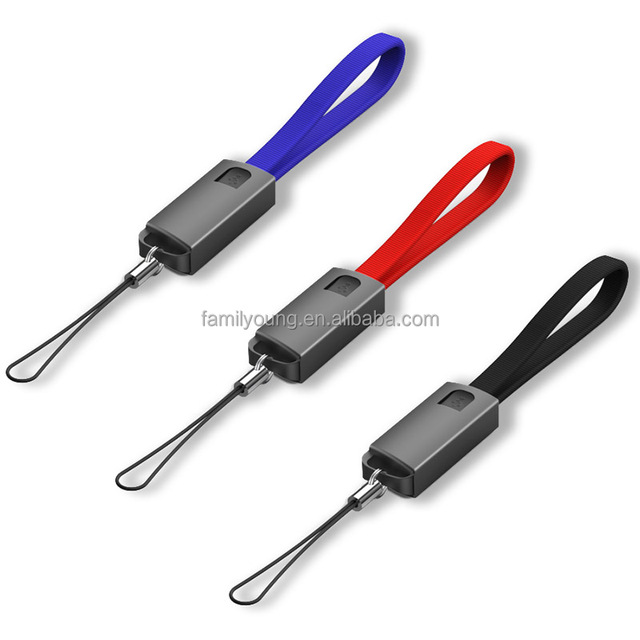 Keychain Lanyard 2.4A Fast Charging Cable Micro USB Type C Charging Data Cable 22cm Portable Braid USB Cable for Android Phone