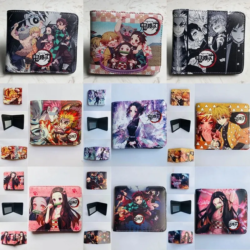 12 model Demon Slayer Jujutsu kassen Genshin dompet koin tahan air PU kulit ritsleting Anime dompet wanita pria