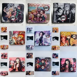 Carteira anime Jujutsu Kaisen Genshin para mulheres e homens, carteira de moedas em couro PU com zíper à prova d'água com 12 estilos