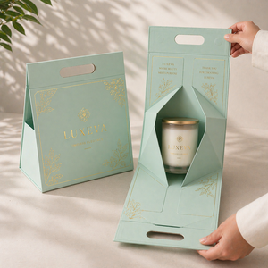 Caja de Regalo Magnética Plegable de Lujo con Asa, Logotipo Personalizado, Empaque de Papel Rígido para Velas, Perfumes y Productos para el Cuidado de la Piel - Product Image 1