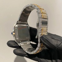 Montre automatique en acier inoxydable personnalisée, sertie de diamants carrés, style hip-hop, testée au diamant, 40 mm, résistante à l'eau 100 bars