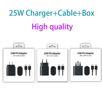 Adaptateur secteur USB C 25W PD compatible avec Samsung S23 S22+ - Emballage boîte - Charge rapide - Chargeur de type C