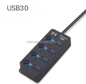 ฮับ USB 3.0 แบบ 4 พอร์ต จากผู้ผลิตขายส่ง พร้อมปุ่มสวิตช์แยกอิสระ 1 พอร์ต อะแดปเตอร์ฮับ 3.0 - Product Image 4