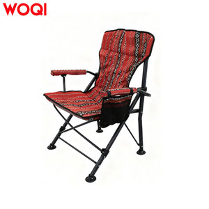 Silla Plegable Woqi Roja de Estilo Étnico con Marco de Aluminio, Silla de Jardín y Camping con Portavasos y Bolsa de Transporte - Product Image 1