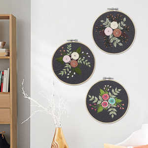 Kit Fai-da-Te Ecologico per Ricamo a <span class=keywords><strong>Punto</strong></span> <span class=keywords><strong>Croce</strong></span> con Fiori, Lavoro a Mano Personalizzato per Principianti, con Nastro e Telaio per Ricamo, Decorazione per la Casa - Product Image 3