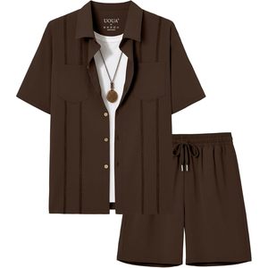 FOXA Men's 2 Piece <b>Short</b> Set Summer Beach Outfits <b>Short</b> Sleeve Shirt And <b>Shorts</b> Casual Vacation Wear Breathable <b>Polyester</b> - Product Image 6