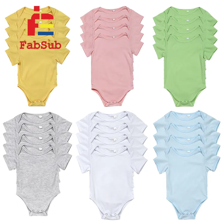 Romper bayi sublimasi keluaran baru katun poliester cetak kustom Onesie bayi sublimasi warna Pastel