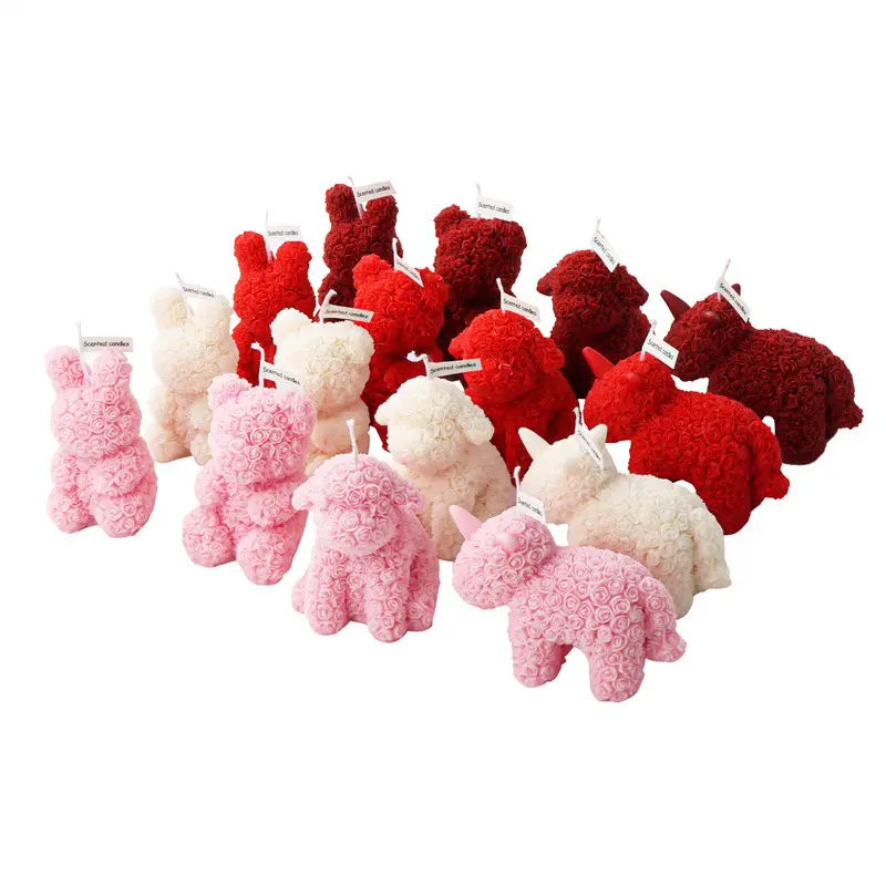 Nuovo simpatico rosa orso aromaterapia candela di cera di soia regalo fatto a mano per bambini feste di Natale di Pasqua cucciolo unicorno temi di animali