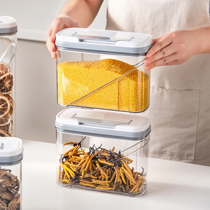 Герметичная квадратная пластиковая банка для хранения пищевых продуктов с ручками, экологически чистый контейнер для столешницы для муки, закусок, зерен - Product Image 4