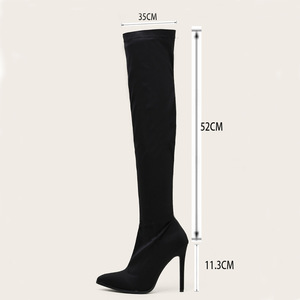 Botas Altas por Encima de la Rodilla para Mujer, Estilo 2026, Tela Elástica, Punta en Pico, Ajuste Delgado y Efecto Alargador de Piernas - Product Image 4