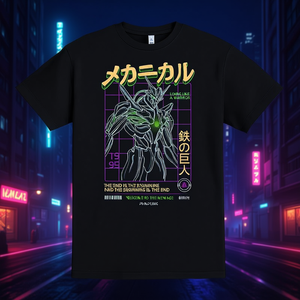 T-shirt Living Like A Warrior Mechanical Giant, noir, design Anime 1995, unisexe, taille adulte - Product Image 3