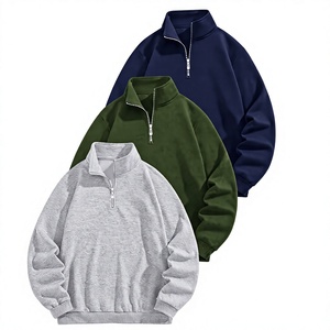 เสื้อสเวตเชิ้ตผู้ชายแบบซิปครึ่งตัว ผ้าฟลีซ หลายสี ทรงโอเวอร์ไซส์ คอตั้ง ซิปสั้น สวมใส่สบายๆ สำหรับฤดูใบไม้ร่วง - Product Image 1