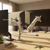 Soporte de Monitor Doble AUKI, Brazo de Escritorio de Acero Aleado con Resorte de Gas, Poste Vertical Ajustable en Altura, Capacidad de Carga de 10 kg, Inclinación de 45°, Color Blanco