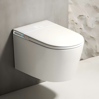 Toilette intelligente moderne avec affichage numérique, eau chaude instantanée, toilette murale intelligente pour les constructions de résidences en hauteur