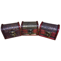 Haute qualité Mini en bois Pirate artisanat bijoux boîte de rangement Vintage Rectangle forme trésor coffre étui support