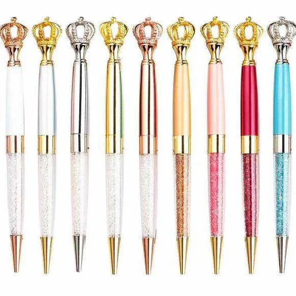 Custom Crown Crystal Top Metal Ballpoint Pen with Sparkling Diamond for Gift