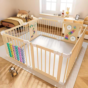 Box per Bambini Musicale con Tamburo e Pianoforte, Recinto in Legno da 145 cm, <span class=keywords><strong>Centro</strong></span> Attività Interattivo per Neonati - Product Image 1