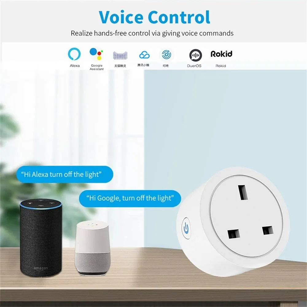 Prise de courant intelligente RSH UK Minuterie de surveillance de l'énergie APP Contrôle vocal Tuya Alexa Google Home WiFi Prise de courant intelligente